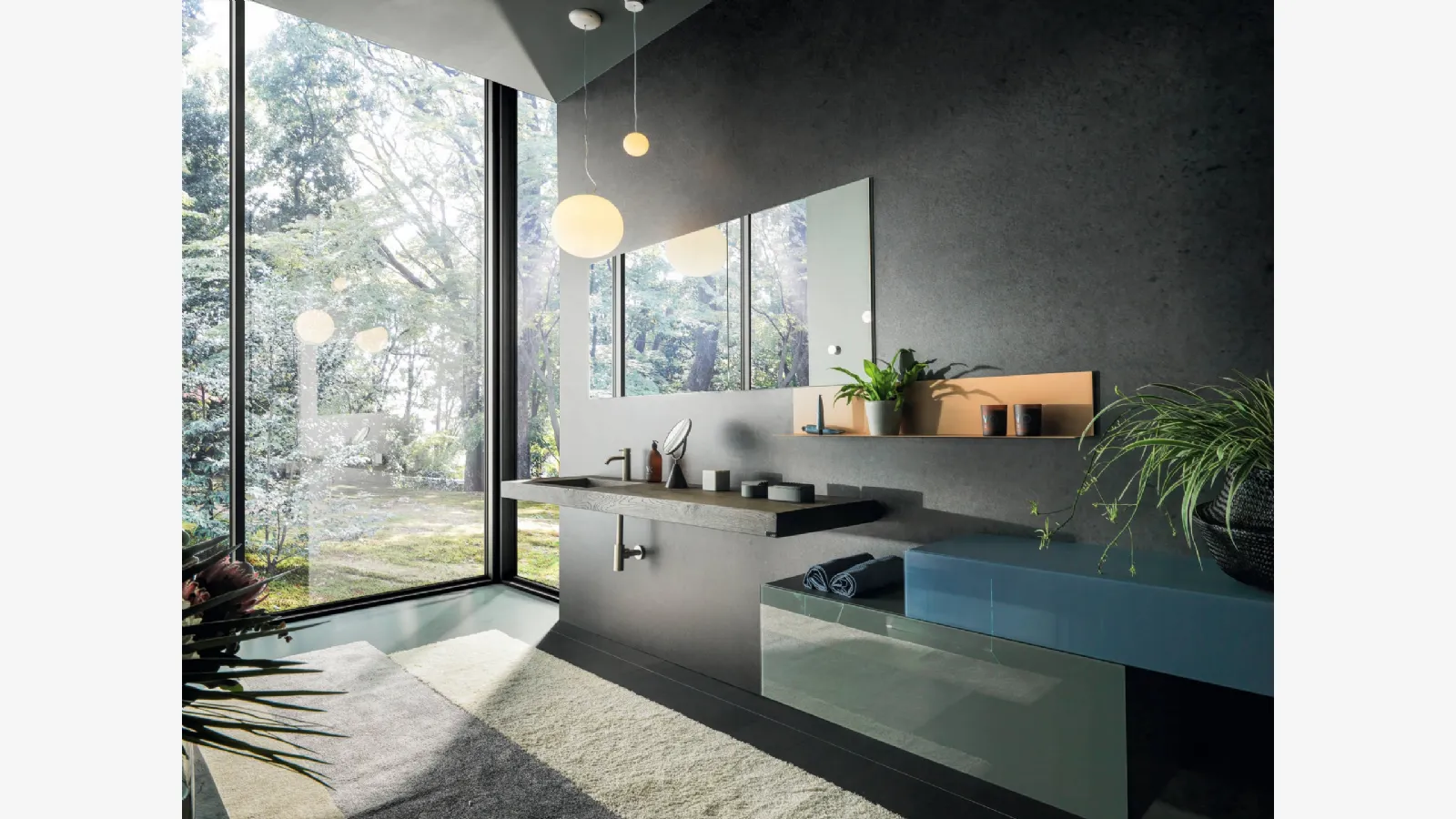 Mobile da Bagno sospeso in vetro laccato 36e8 Bathroom 1114 di Lago