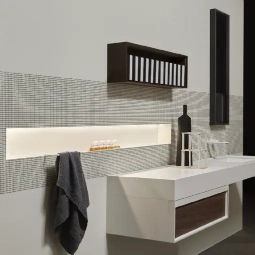 Mobile da Bagno sospeso con frontali in Rovere e top in Flumood bianco Bemade 04 di Antoniolupi