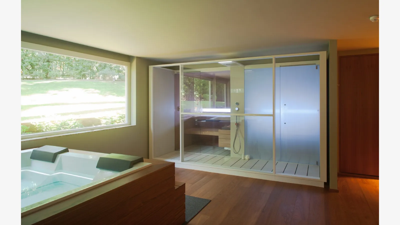 Sauna + Hammam Logica SPA in legno, gres e alluminio di Effe