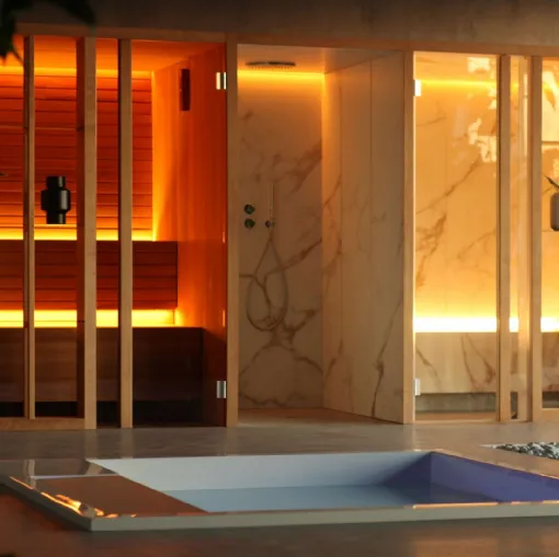 Sauna + Hammam + Doccia Yoku SPA in legno e gres di Effe