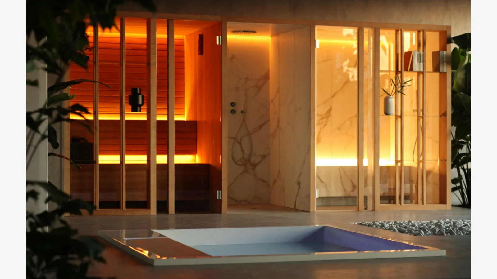 Sauna + Hammam + Doccia Yoku SPA in legno e gres di Effe