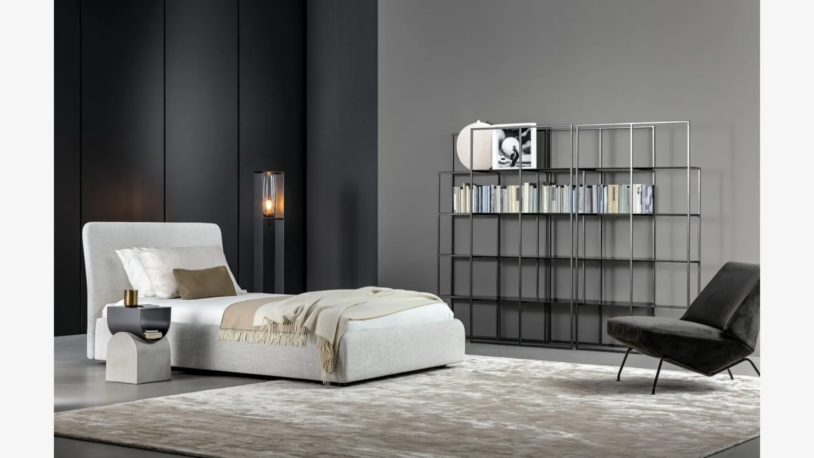 Letto singolo con box contenitore Tonight di Bonaldo