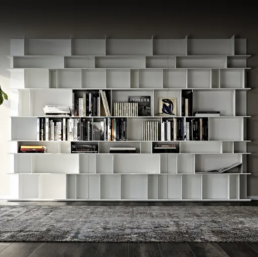 Libreria a muro in MDF laccato bianco Wally di Cattelan Italia