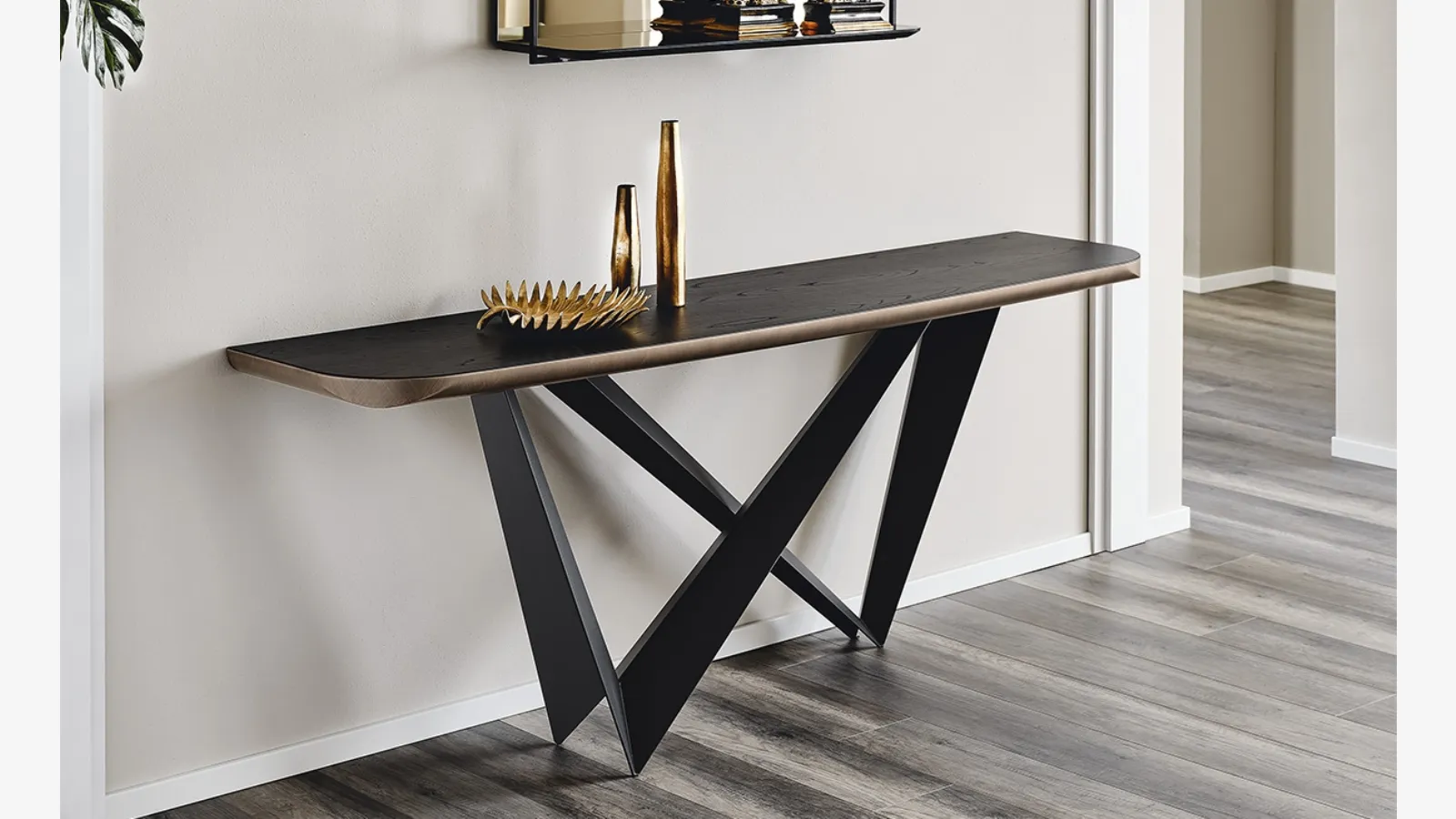 Consolle Westin Wood C con top in legno e base in acciaio di Cattelan Italia