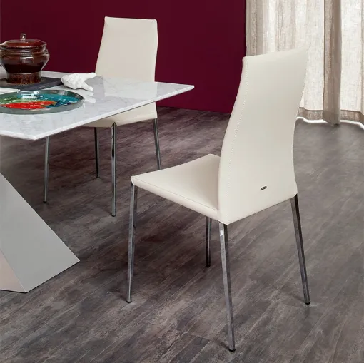 Sedia in ecopelle con struttura in acciaio Maya Flex ML di Cattelan Italia