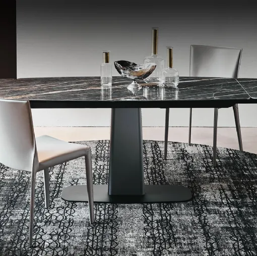 Tavolo allungabile con base in metallo e piano in ceramica Linus Keramik Drive di Cattelan Italia