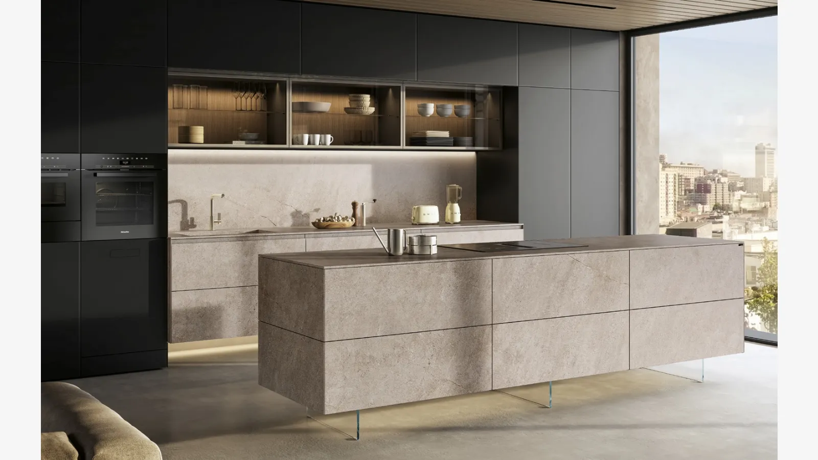 Cucina Design con isola 36e8 Cut Project 2825 di Lago