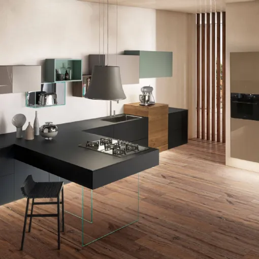 Cucina Design con penisola 36e8 Fenix 1100 di Lago