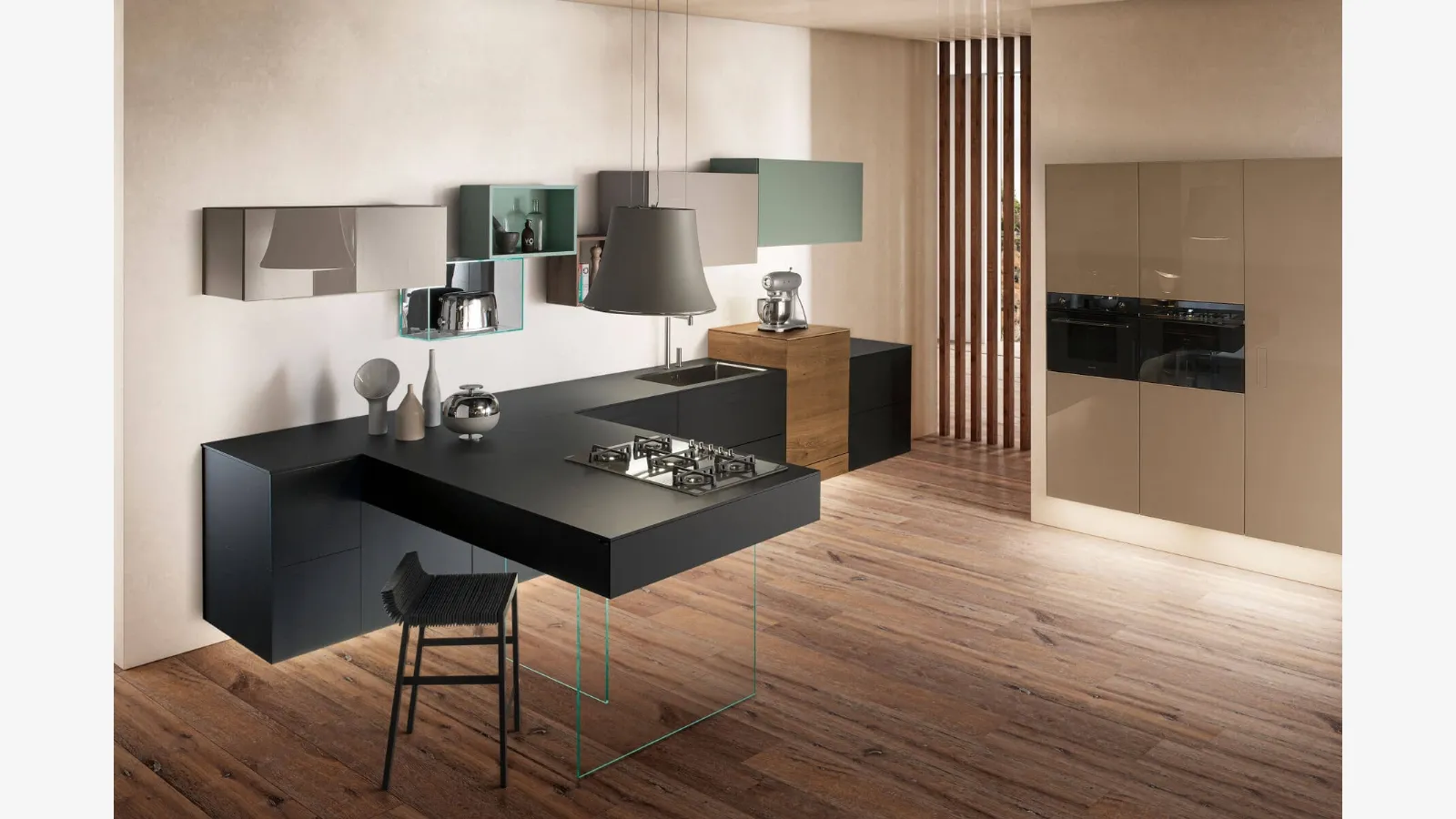 Cucina Design con penisola 36e8 Fenix 1100 di Lago