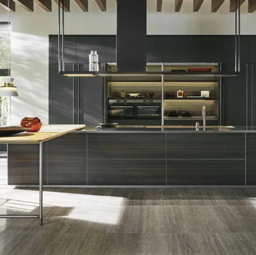 Cucina Design con isola HiLine 6 Frame Door in Eucalipto di Dada