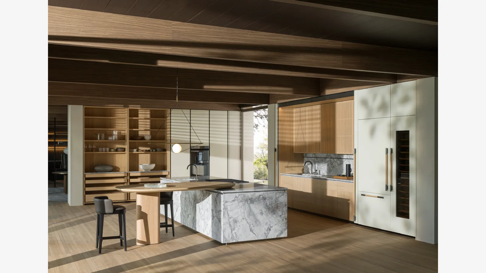 Cucina Design con isola Intersection in Marmo e legno di Dada